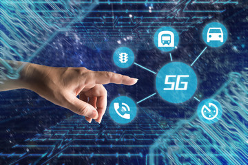 Blue background touch 5g future life