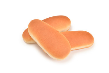 Hot dog bread isolated on white background.