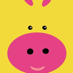 set of flat animal face icons in bright retro colors for stickers, cards, labels and tags. minimal style, folded paper design.