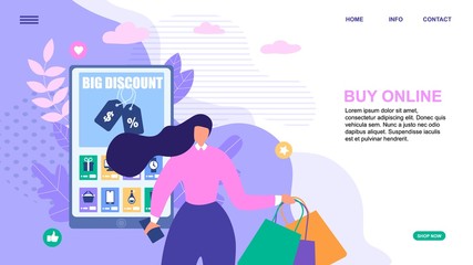 Landing Page Promotes Shopping Online and Discount