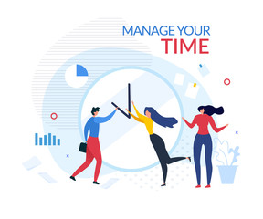 Plakat Manage Your Time Motivation People Cartoon Banner