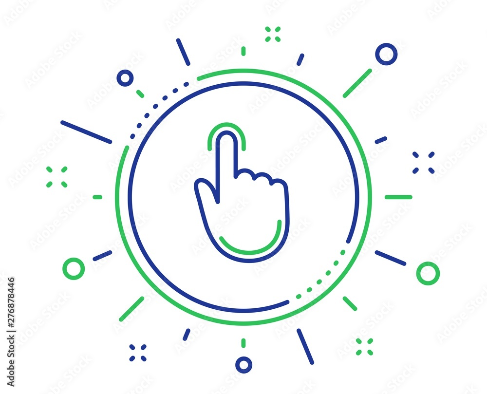 Poster hand click line icon. finger touch sign. cursor pointer symbol. quality design elements. technology 