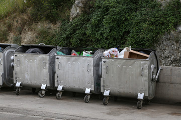 Containers for household garbage in the city