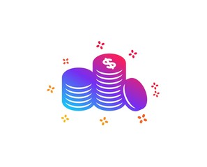Coins money icon. Banking currency sign. Cash symbol. Dynamic shapes. Gradient design banking money icon. Classic style. Vector