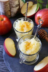 Apple granita with honey, frozen summer dessert