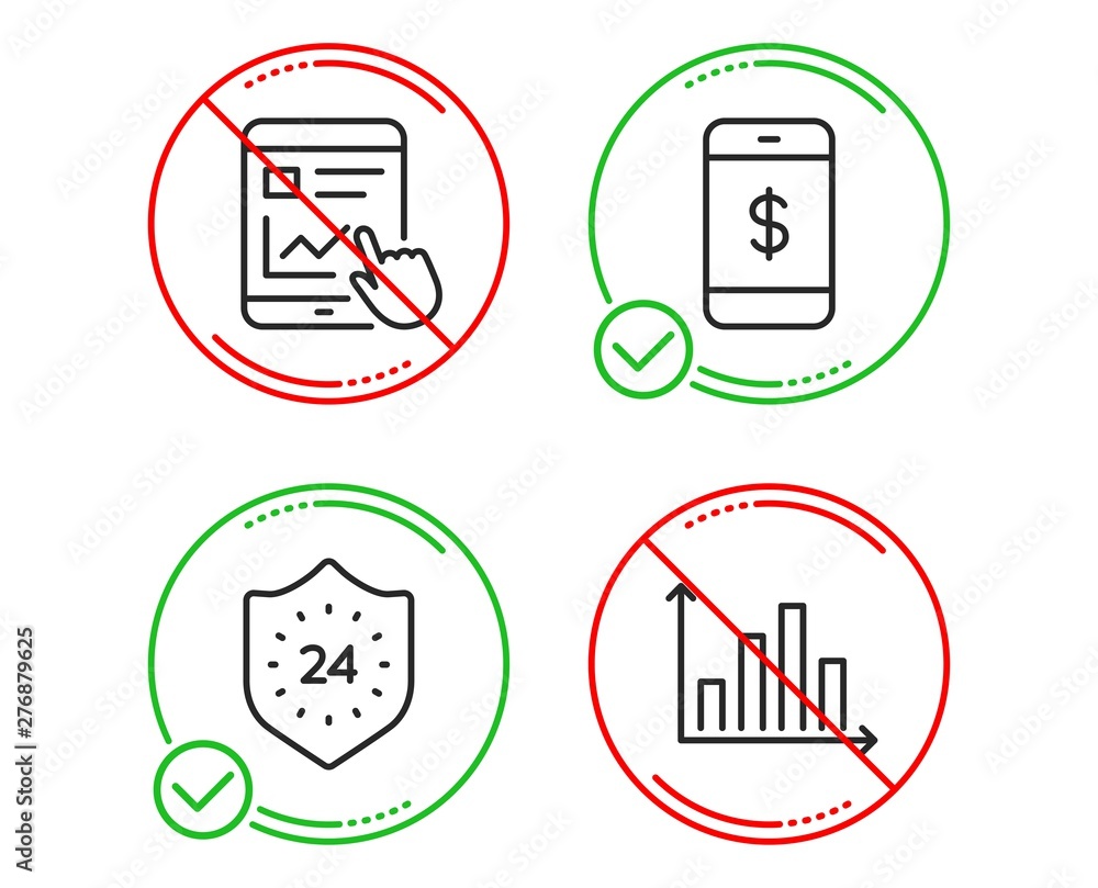 Poster do or stop. smartphone payment, internet report and 24 hours icons simple set. diagram graph sign. m