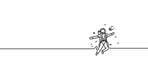 Astronaut in spacesuit, Flat Line Art Design illustration. © Redshinestudio