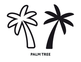 Palm Tree Coconut Leaf. Vector Flat Line Icon Illustration.