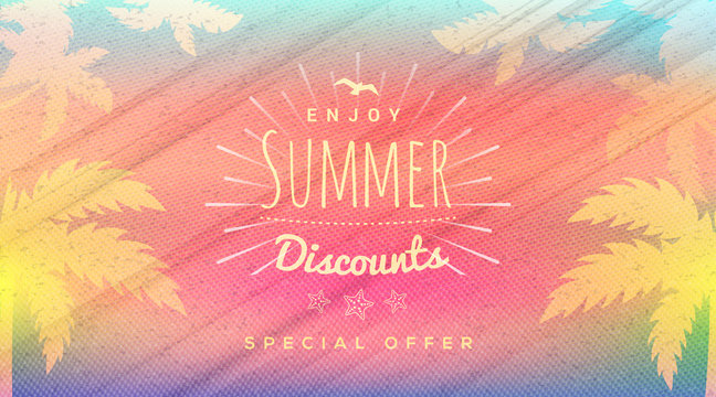 Summer sale template banner. Abstract colorful retro background. Special offer. Hot summer sale