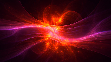 3D rendering abstract red fractal light background