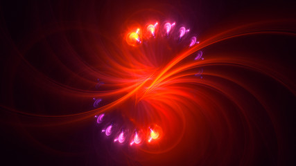 3D rendering abstract red fractal light background