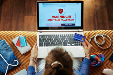 housewife with credit card suffering from online shopping fraud