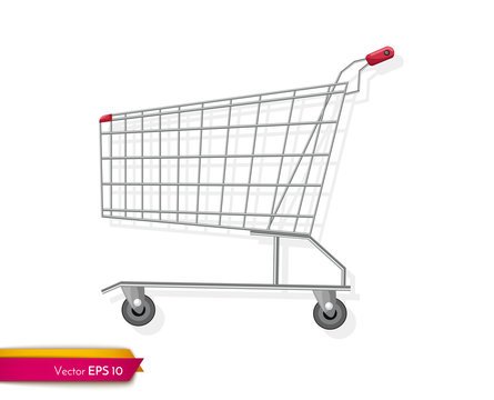 Empty shopping cart template Vector flat style. Product icon sale concepts