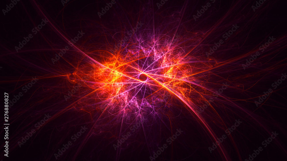 Poster 3d rendering abstract red fractal light background