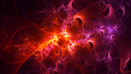 3D rendering abstract red fractal light background
