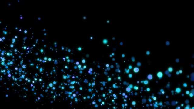 Abstract bokeh background. Motion round glitter particles. Christmas footage. 