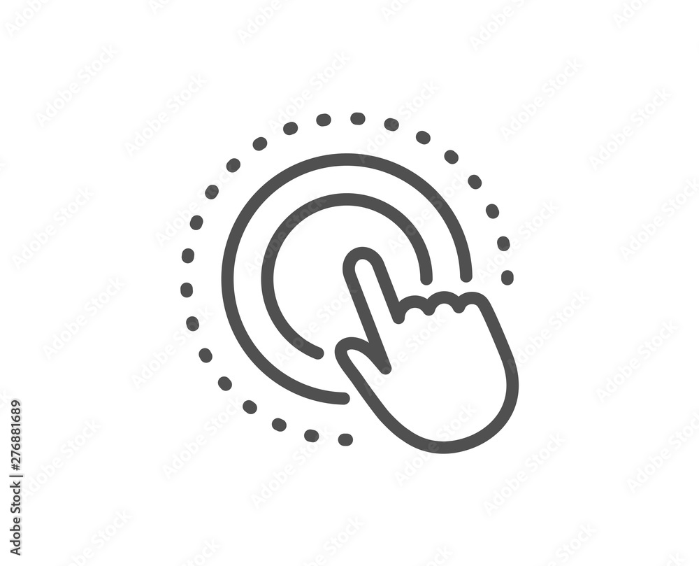 Poster click hand line icon. touchscreen gesture sign. push action symbol. quality design element. linear s