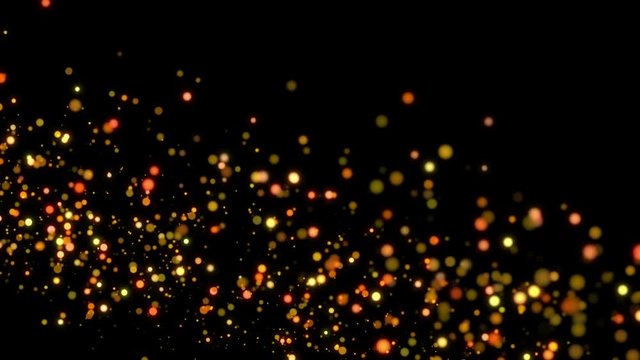 Abstract golden bokeh background. Motion round glitter particles. Christmas footage. 