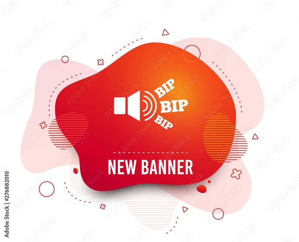 Aufkleber fluid badge. speaker volume icon. sound with bip symbol. loud signal. abstract shape. gradient speak