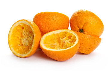 Orange peels isolated on white background