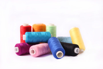 sewing threads on a white background, set