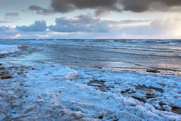 Winter by Baltic sea, Liepaja, Latvia.