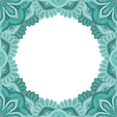 Abstract floral decorative frame for greeting card or invitation in ethnic style