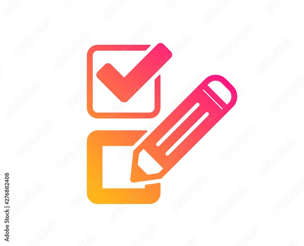 Poster checkbox icon. survey choice sign. business review symbol. classic flat style. gradient checkbox ico