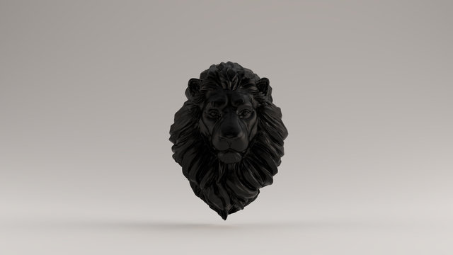 Black  Adult Male Lion Bust Sculpture Front 3d illustration