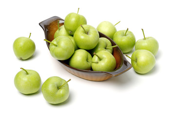 Green apples isolated on white background