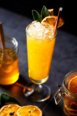 Close up of Whiskey Stage Smash cocktail