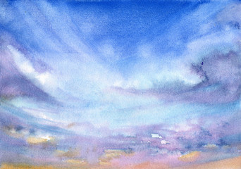 Watercolor sky, illustration, sketch, background - 276884075