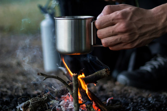 Camping cooking food on fire survival cooking adventure outdoors