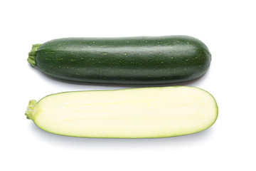 Fresh zucchini squash on white background