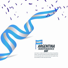 Happy Argentina Independence Day Celebration, Poster, Ribbon banner vector template design illustration