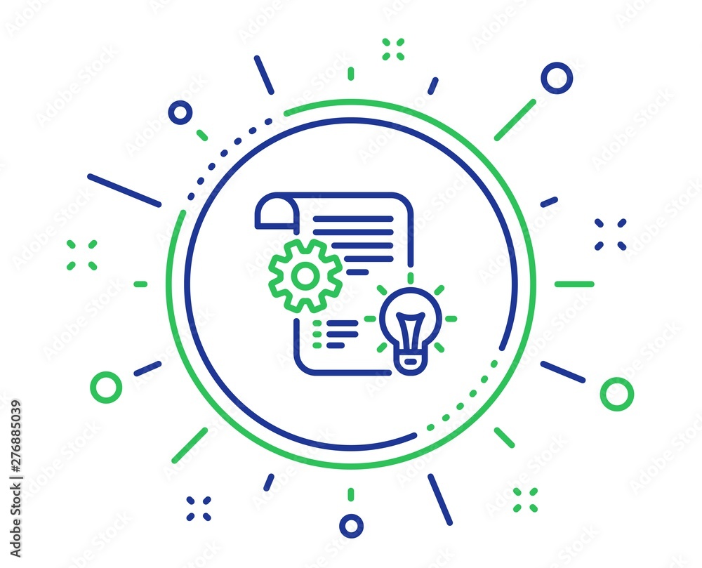 Poster cogwheel line icon. engineering tool sign. idea bulb symbol. quality design elements. technology cog