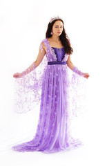 woman in violet dress