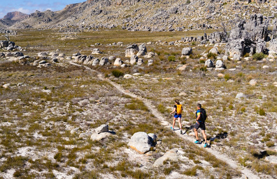 Trail runners enjoying a perfect trail in the Cederberg mountains of South Africa