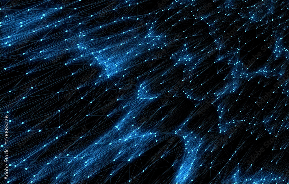 Poster abstract background imitating tunnel of points and lines
