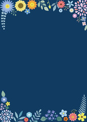 フラワーフレーム 紺色（縦）