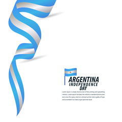 Happy Argentina Independence Day Celebration, Poster, Ribbon banner vector template design illustration
