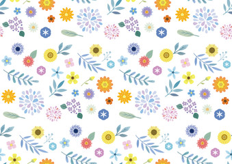 花の背景イラスト　白