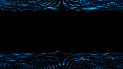 3d abstract digital technology background. Digital wave  abstract title of particle blue color illustration