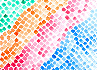 Mosaic Tiles Watercolour Diamonds and Squares Abstract Paint Multicolour  Background