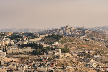 Separation wall between Israel and West Bank seen from Jerusalem