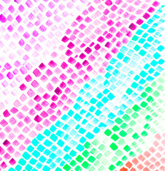 Mosaic Tiles Watercolour Diamonds and Squares Abstract Paint Multicolour  Background