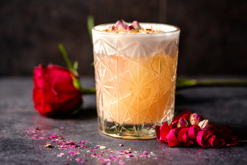 Refreshing cocktail drink containing liquor for lighting up the party