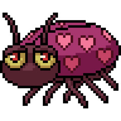 vector pixel art heart ladybug