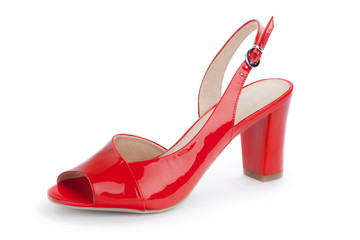 Female high heeled sandals isolated on white background