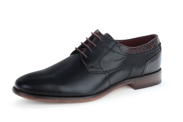 Black leather formal male shoes isolated on white background
